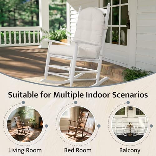 mudilun Adirondack Chair Cushions Non-Slip Indoor Rocking Chair Cushion with Straps Tufted Adirondack Chair Pads for Bedroom Living Room Porch Rocker