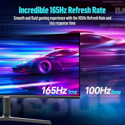 Gawfolk 34 Inch Ultrawide Curved Gaming Monitor, 1500R PC Screen UWQHD 3440x1440, 165hz Curved Computer Screen with FreeSync, Multi-Directional Adjustable Base