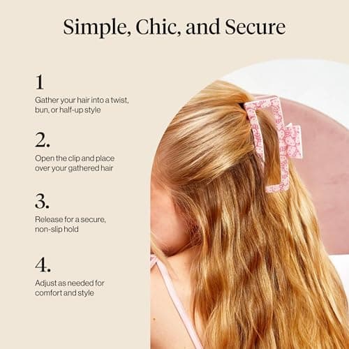 Kitsch Hello Kitty Recycled Plastic Jumbo Claw Clip, Extra Large claw Clips for Thick Hair, Big Hair Clips for Thin Hair | Ideal Gifts for Women (1 Piece, Pink Kitty Faces)