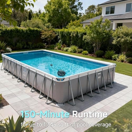 PF1 Cordless Robotic Pool Vacuum Cleaner for Above & In-Ground Pools with Retrieval Buoy, Max Cleaning Coverage 1345 Sq.ft, 150Mins Runtime, Self-Parking, Fast Charging, Deep Gray