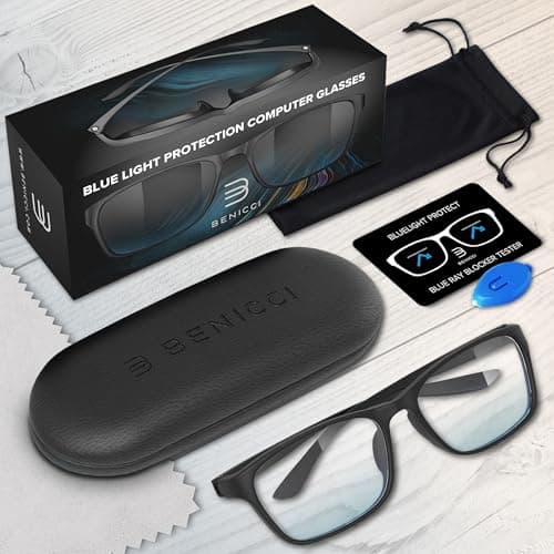 Stylish Blue Light Blocking Glasses for Women & Men – Helps Ease Digital Eye Strain & Headache from Computers, Phones w/Case