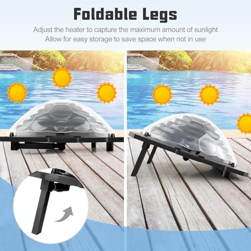 Goplus Solar Pool Heater Above Ground, Inground Swimming Pool Dorm Heater with Rotatable Hose Connectors and Foldable Legs, Solar Powered Water Heating