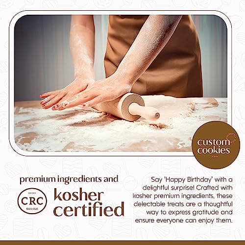 Happy Birthday Gift Basket Custom Sugar Cookies - Happy Birthday Cookies in Gift Box, delivery by Prime - Hand Decorated Kosher Treats for Men, Him, Husband - Bakery & Dessert Gifts as a Birthday Cake