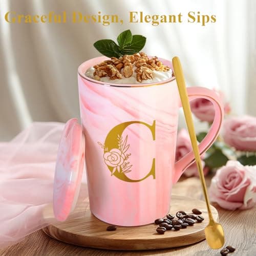 Personalized Ceramic Coffee Mug with Lid Tea Cup Girlfriend Gf Gifts Future Mrs Her Women Boyfriend 1 One Year Anniversary Meaningful Cute Romantic Christmas Xmas First Valentines I Love You More,C B0D7HTC3MR