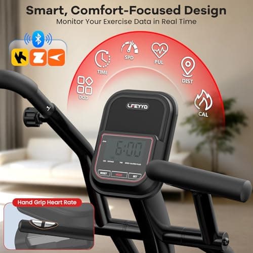 Recumbent Exercise Bike, Stationary Recumbent Exercise Bike for Home with Arm Exerciser, 16-Level Magnetic Resistance, Bluetooth App, LCD Monitor, Heart Rate, Heavy-Duty Frame