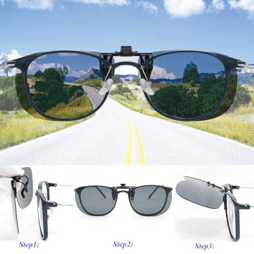 MONICE Fishing Clip on Flip up Polarized Sunglasses Fit Over Prescription Glasses Driving UV Protection Gift Men Women