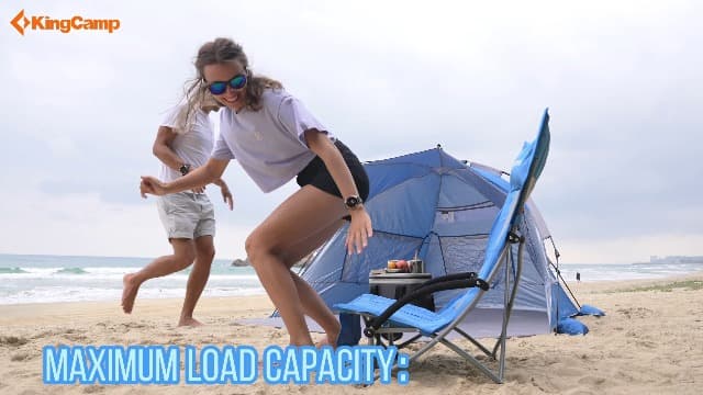 KingCamp Low Beach Chair, High Back Folding Camping Chair for Adults, Oversized Breathable Mesh Seat, 300lbs Heavy Duty Portable Chair with Cup Holder & Storage Pockets for Beach, Outdoor