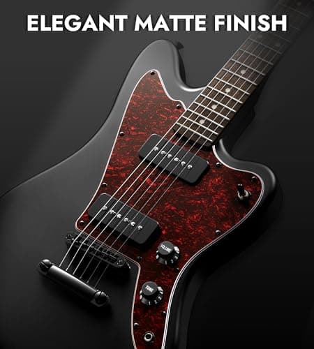 Tostar Electric Guitar: P90 Pickups, TOM Bridge & Smoked Matte Finish, 3-Way Switch, 39" Solid Body Electric Guitar for Intermediate Players, Guitarra Eléctrica Kit, Musical Birthday Gifts, Black