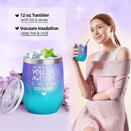 LUCOTIYA Gifts for Women, Christmas Gifts Basket for Woman Birthday Wine Tumbler Self Care Package Gift for Mom, Bestie, Her, Sister, Wife, Auntie Thank You Gift for Women Teacher Appreciation