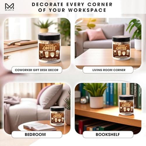 Miarita Positive Coffee Jar- 60 Funny Coffee Lover Gift for Women Men Teachers Gifts, Employee Nurse Teacher Appreciation Gift, End of Year Teachers Gifts, White Elephant Gifts for Women Men Friends B0FJ21JRRM