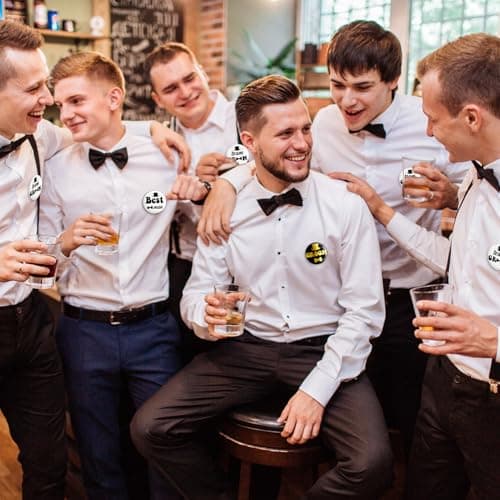 12 Pcs Bachelor Party Buttons Pins Set - Black Gold Groom Button, White Black Best Man Button and Team Groom Button Pins for Bachelor Party Supplies, Decorations, Ideas, Gifts, Jokes and Favors