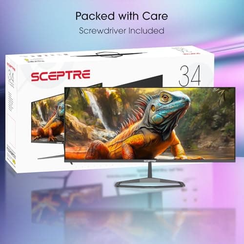 New! Sceptre 34-inch Prime Monitor 3440 x 1440 up to 115Hz 103% sRGB DisplayPort HDMI Build-in Speakers, Machine Black 2026 (E345W Series)