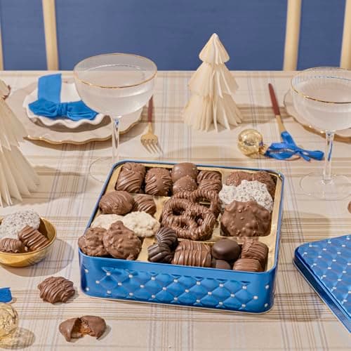Chocolate Gift Basket - Chocolate Gift Box, Gourmet Food Gifts Prime - Assorted Treat Tray Tin for Men and Women- Kosher Hannukah Gift- Bonnie and Pop