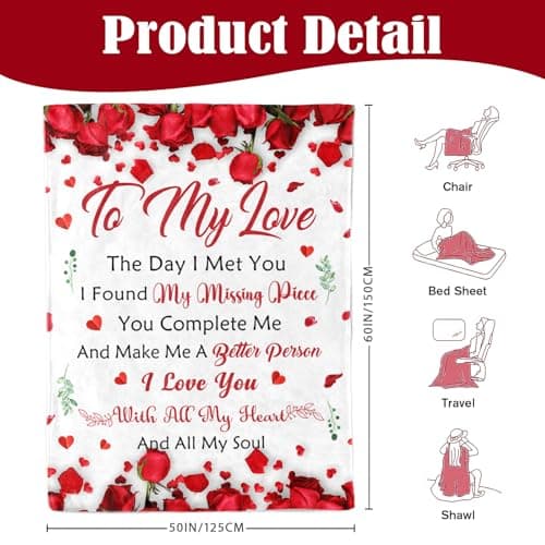 Gifts for Her Wife Girlfriend - to My Love Blanket - Anniversary Romantic Gift for Women - I Love You Gifts for Her - Wife Girlfriend Birthday Gift Ideas - Christmas & Valentines Day - 50"x60"