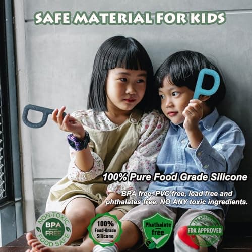 Sensory Toys for Kids Babies Toddlers 4 Pack, P Shape Baby Teething Toys for 3-6 6-12 Months Oral Motor Stimulation, Sensory Chew Toys for Autistic Children, Silicone Chewy Necklaces for Kids Adults