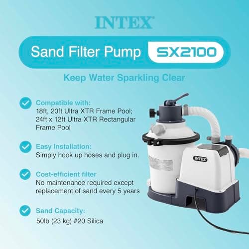 INTEX SX2100 Krystal Clear Sand Filter Pump for Above Ground Pools: 2100 GPH Pump Flow Rate – Improved Circulation and Filtration – Easy Installation – Improved Water Clarity – Easy-to-Clean
