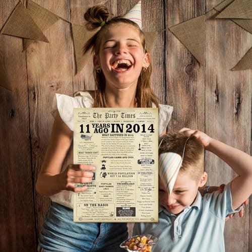 Big 11th Vintage Birthday Gifts for Girls Boys, Sweet 11th Birthday Decorations for Daughter Son Her Him,Humour Bday Card for 11 Year Old Granddaughter Grandson