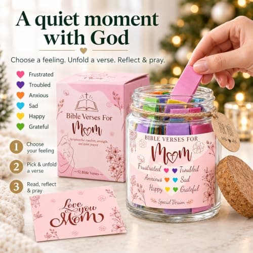 Bible Verse Jar for Mom – 92 Color-Coded Bible Verse, Birthday Gifts for Mom, Christian Gifts For Mom B0F2T6HBBK