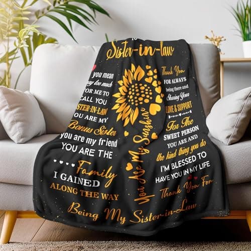 Sister in Law Christmas Birthday Gifts, Xmas Best Future Sister in Law Gifts Ideas for Women Present Throw Blanket 50"X 60" for Mothers Day