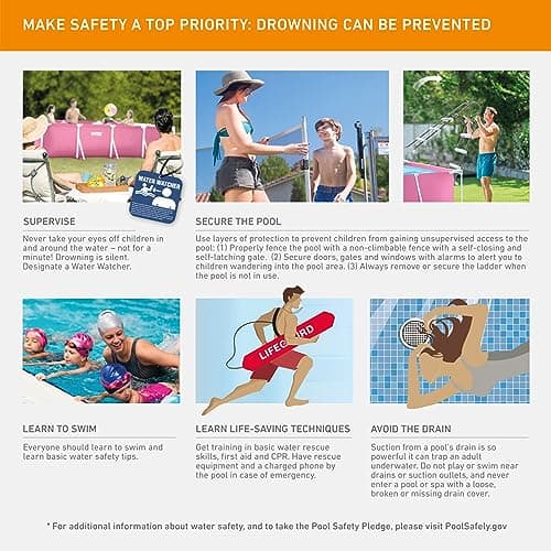 Intex 28266EH 7'L x 5'W x 23-5/8"H Rectangular Metal Frame Above Ground Outdoor Backyard Swimming Pool, 439 Gallons of Water, Pink