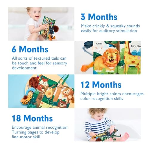 hahaland Baby Books 0-6 Months,Infant Tummy Time Toy Sensory Toys 6 to 12 Months Touch Feel Book Travel Toy Gifts for Boy Girl 0-3 Month Baby Shower Christmas Birthday Gifts Stocking Stuffers (Single)