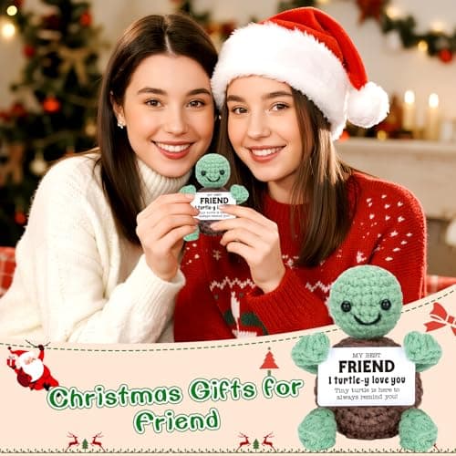 Mini Funny Turtle Best Friend Friendship Gifts for Women Men, Birthday Gifts for Friends Female Male Girls, I Love You Small Cute Stuff Things, Handmade Emotional Positive Crochet Turtle