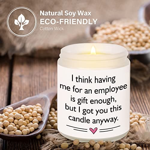 Afterprints Scented Candles - Boss Gifts for Women Men, Funny Birthday Gift for Best Boss Lady, Christmas Cool Gifts for Bosses Female- Lavender Natural Soy Wax Candle