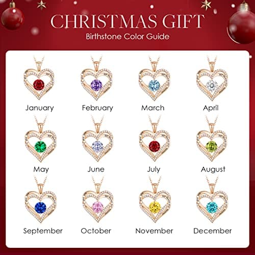 CDE Forever Love Heart Necklaces for Women, Wedding Anniversary, Birthday Mothers Day Gifts for Mom, Mother, Wife, Girlfriend, S925 Silver Jewelry with Birthstone Pendant