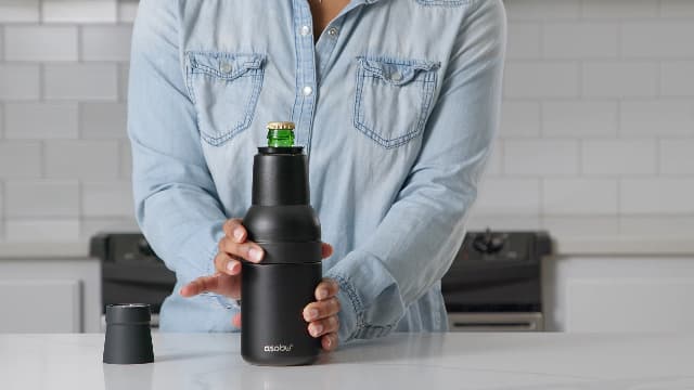 Asobu Frosty Beer Holder,2 Go Vacuum Insulated Double Walled Stainless Steel Beer Can and Bottle Cooler with Beer Opener, Bpa Free, Fits Standard 12oz, Ice Cold for Hours, Great Gift for Beer Lovers