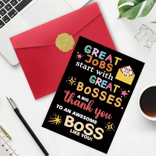 Thank You Card Gifts for Boss Leader Manager, Cute Boss's Day Card for Her Him, Best Boss Appreciation Card for Men Women