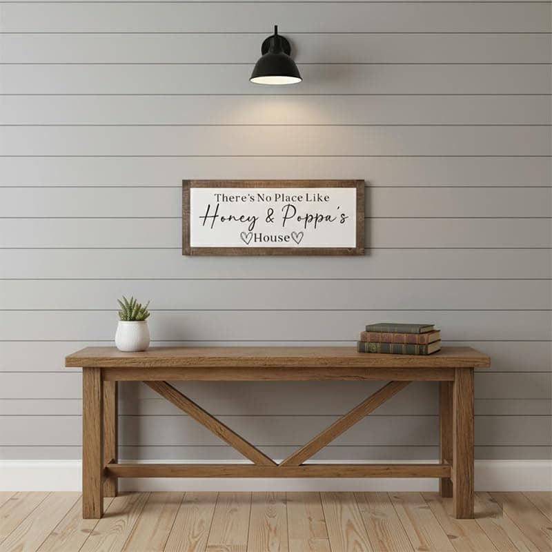 Personalized Grandparents Gift Custom Name Wood Sign – “There’s No Place Like Grandma & Grandpa’s House” Rustic Farmhouse Wooden Plaque, Wood Frame Home Decor,Christmas,Mother's Day,Father's Day Gift