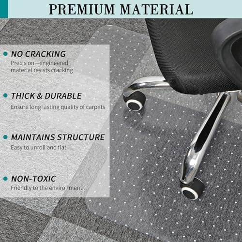 Office Chair Mat for Carpets, Clear Computer Desk Chair Mat for Low Carpeted Floors, Thick and Sturdy Carpet Protector, Easy Glide and Flat Without Curling (30" x 48" Rectangle)