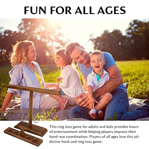 DreamToyz Ring Toss Games for Adults, Yard Games, Patio Decor, Outdoor Indoor Games, Wooden Hook and Ring Game for Bars, Home, Party, 15.7" X 13" Large Size