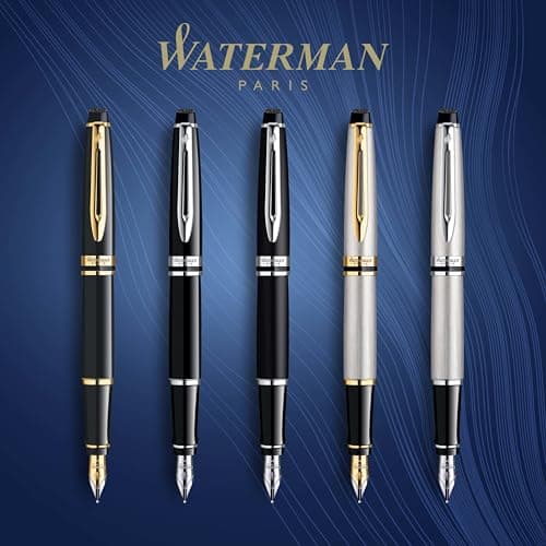 Waterman Expert Fountain Pen Gloss Black with 23k Gold Trim Fine Nib Gift Box