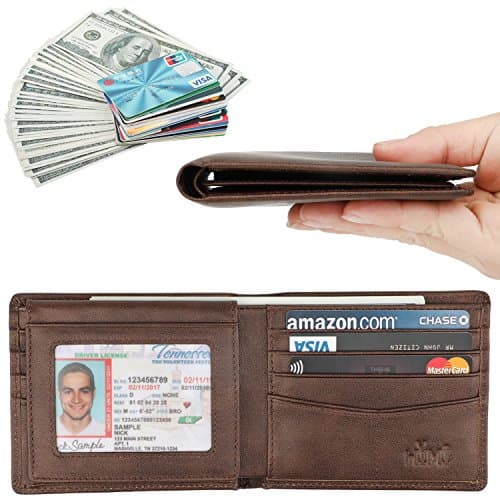 HIMI Wallet for Men-Genuine Leather RFID Blocking Bifold Stylish Wallet With 2 ID Window