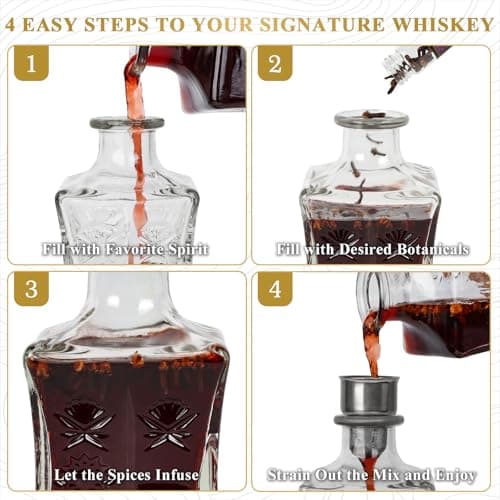 Alcohol Infusion Kit, DIY Whiskey Making Kit for Infusing Bourbon, Rye, Gin, Vodka, Tequila, Rum with Custom Botanicals, Perfect Alcohol Infusion Kits Whiskey Gifts for Men, Dad, Husband
