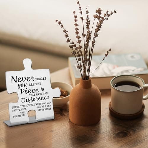Thank you Appreciation gifts for Mentor Teacher Nurse, Going Away Gift Retirement Gift for Coworker Boss, Never forget you are the Piece that Made the Difference, Funny Office Desk Decor