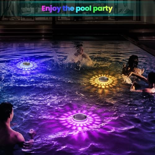 Solar Floating Pool Lights, Solar Powered Pool Light That Float with Remote Control, 12 Lighting, 3 Timing Mode, IPX7 Waterproof lights for Above Ground Swimming Pool, Bathtub, Party, Pond Decor-1PC