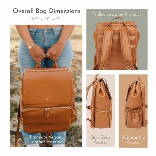 Ruby Camera Backpack – Sleek, Durable Vegan Leather Bag with Gear Dividers, Laptop Compartment, and Side Access for Cameras & Gear, Brown