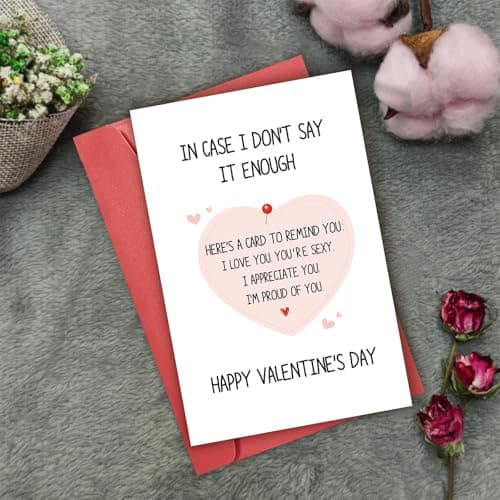 Romantic Valentines Card for Men Woman, Cute Valentines Card for Husband Wife, Happy Valentine’s Day Card, In Case I Don't Say It Enough
