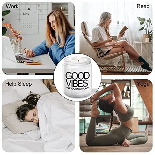 House Warming Gifts New Home, New Home Gifts, Good Vibes Candle, New House Essentials Best Presents for Women Couple Friends - Lavender Candles