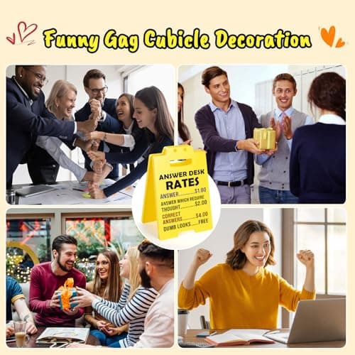 MBL Funny Office Decor Accessories - Answer Desk Rates, Gag Fun Cubicle Decoration Plaque Sign Gifts for Women Men Coworker Teammate Teacher Employee Bosses Appreciation Boss Day White Elephant