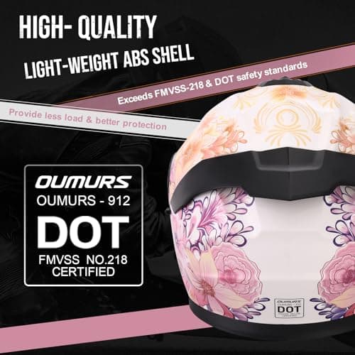 OUMURS Modular Motorcycle Helmets Full Face Flip up Street Bike Motorcycle Helmet for Unisex Adult Model 912