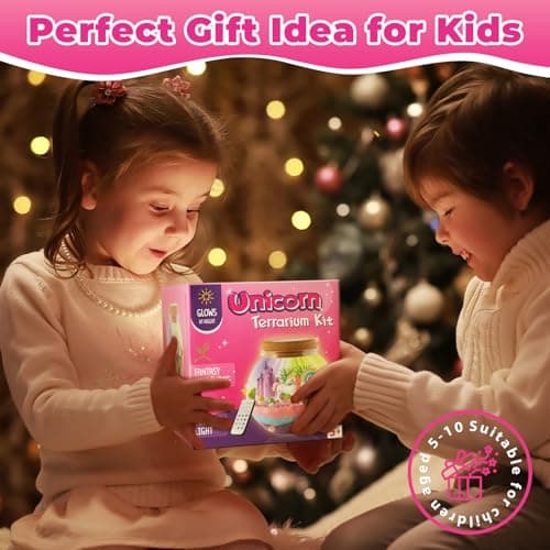 Unicorn Light-Up Terrarium Kit for Kids - LED Night Light Birthday Gift for Girls Ages 4 5 6 7 8-12 Year Old - Unicorn Toys for Girls - DIY Arts and Crafts Kit for Kids