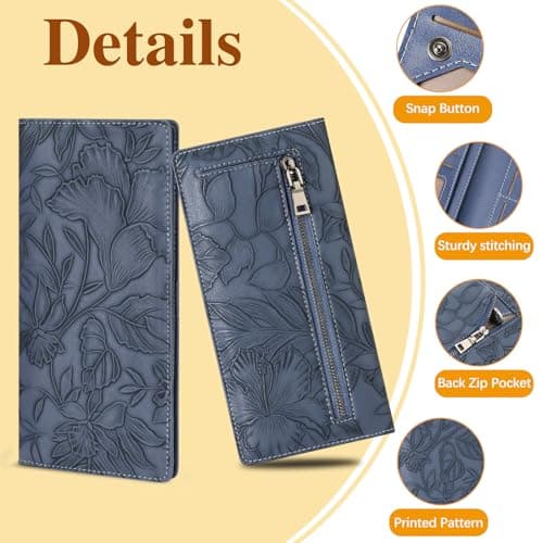 FALAN MULE Ultra Slim Thin Wallet for Women Bifold Leather RFID Blocking Designer Credit Card Holder