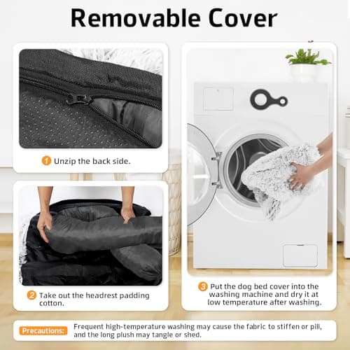 Calming Dog Bed Fluffy Plush Dog Mat for Furniture Protector with Removable Washable Cover for Large Medium Small Dogs and Cats (Large, Light Grey)
