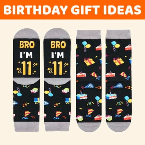 HAPPYPOP Birthday Gifts Ideas for Boys - Socks for Kids Girls Age 5-12 with Greeting Card