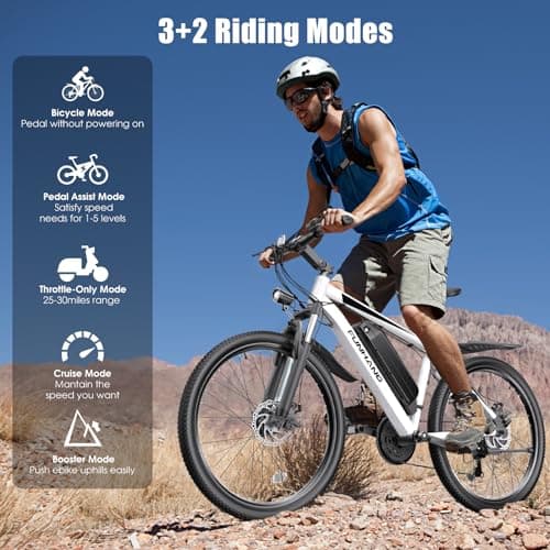 Electric Bike for Adults, 1000W Peak Ebike, 50Miles 21.7MPH Electric Mountain Bike, 26" Adult Electric Bicycle with 48V Removable Battery, Fenders,7 Speed, Front Suspension, UL 2849 Certified