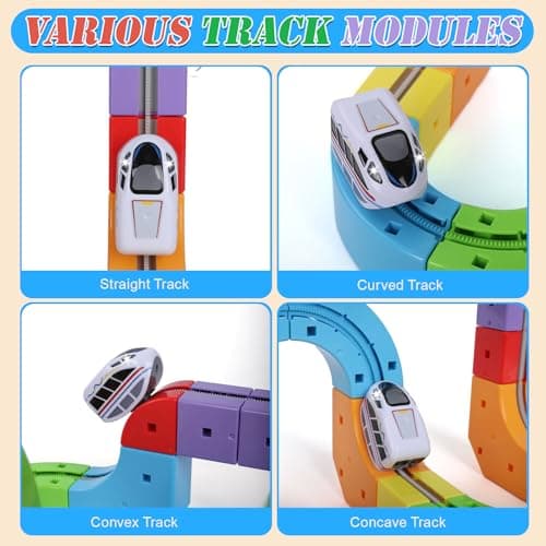 Electric Train Set, Magic Track Toy for Kids Aged 4 5 6 7 8 9, 3D Cube Track, DIY STEM Learning Toys with Infinity Train, Anti-Gravity Race Track (Advanced Edition (1 Vehicle + 34 Cubes))