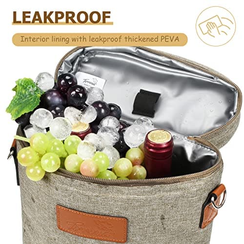 Tirrinia 2 Bottle Wine Gift Tote Carrier - Leakproof & Insulated Padded Versatile Wine Cooler Bag for Travel, BYOB Restaurant, Wine Tasting, Party, Dinner,Gift for Wine Lovers,Grey